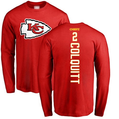 Men Kansas City Chiefs 2 Colquitt Dustin Red Backer Long Sleeve TShirt